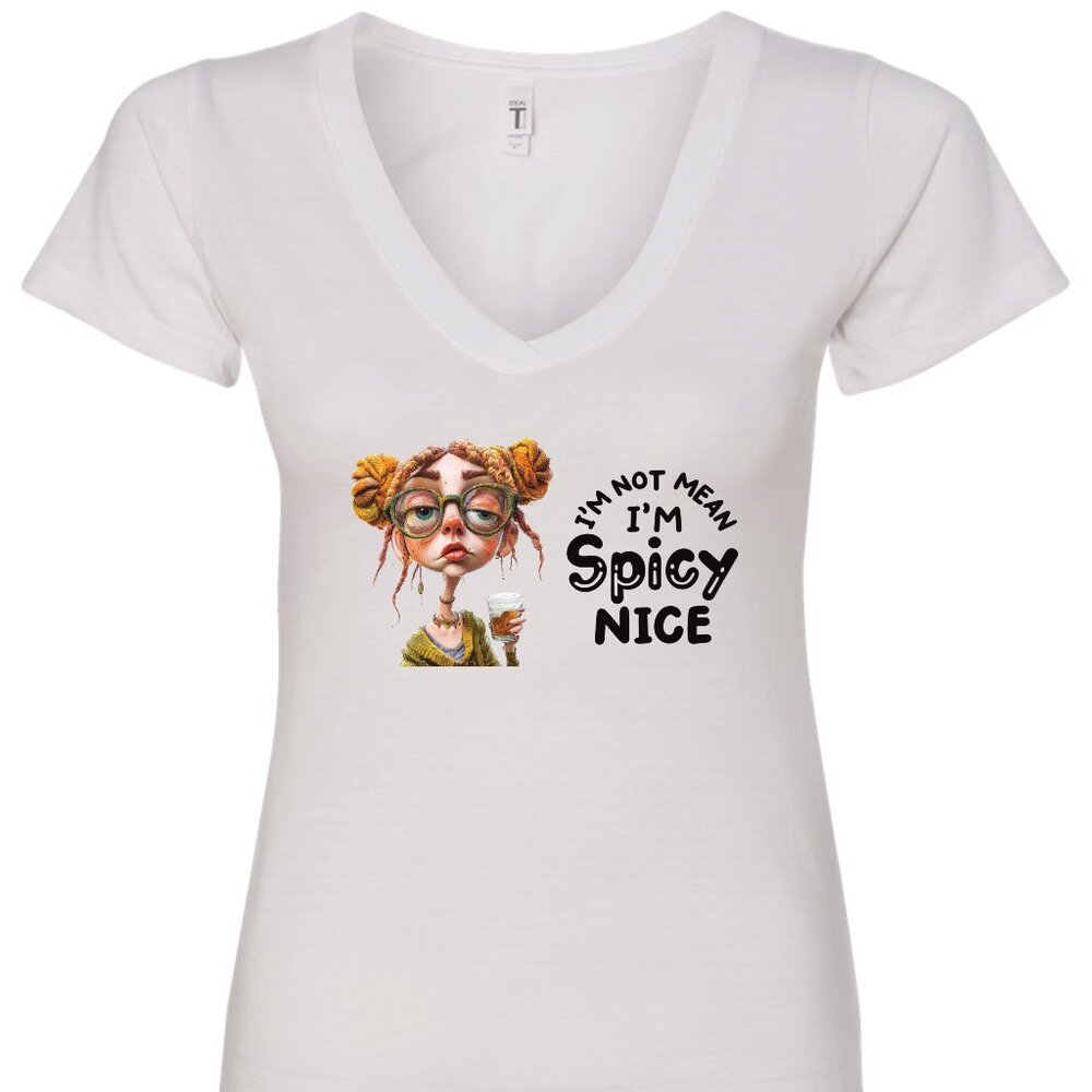 I'm Not Mean I'm Spicy Nice V-Neck T-Shirt